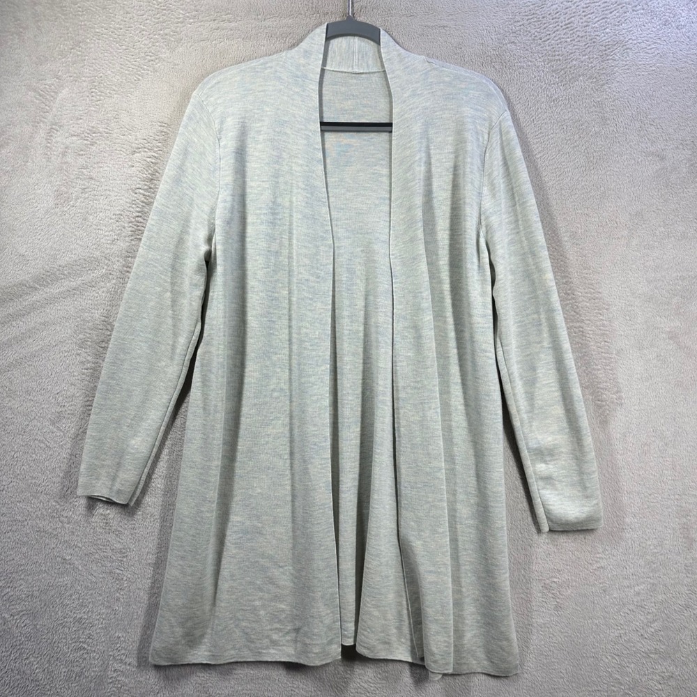 Eileen Fisher Cardigan Womens L  Superfine Merino Wool Open Front Duster Knit
